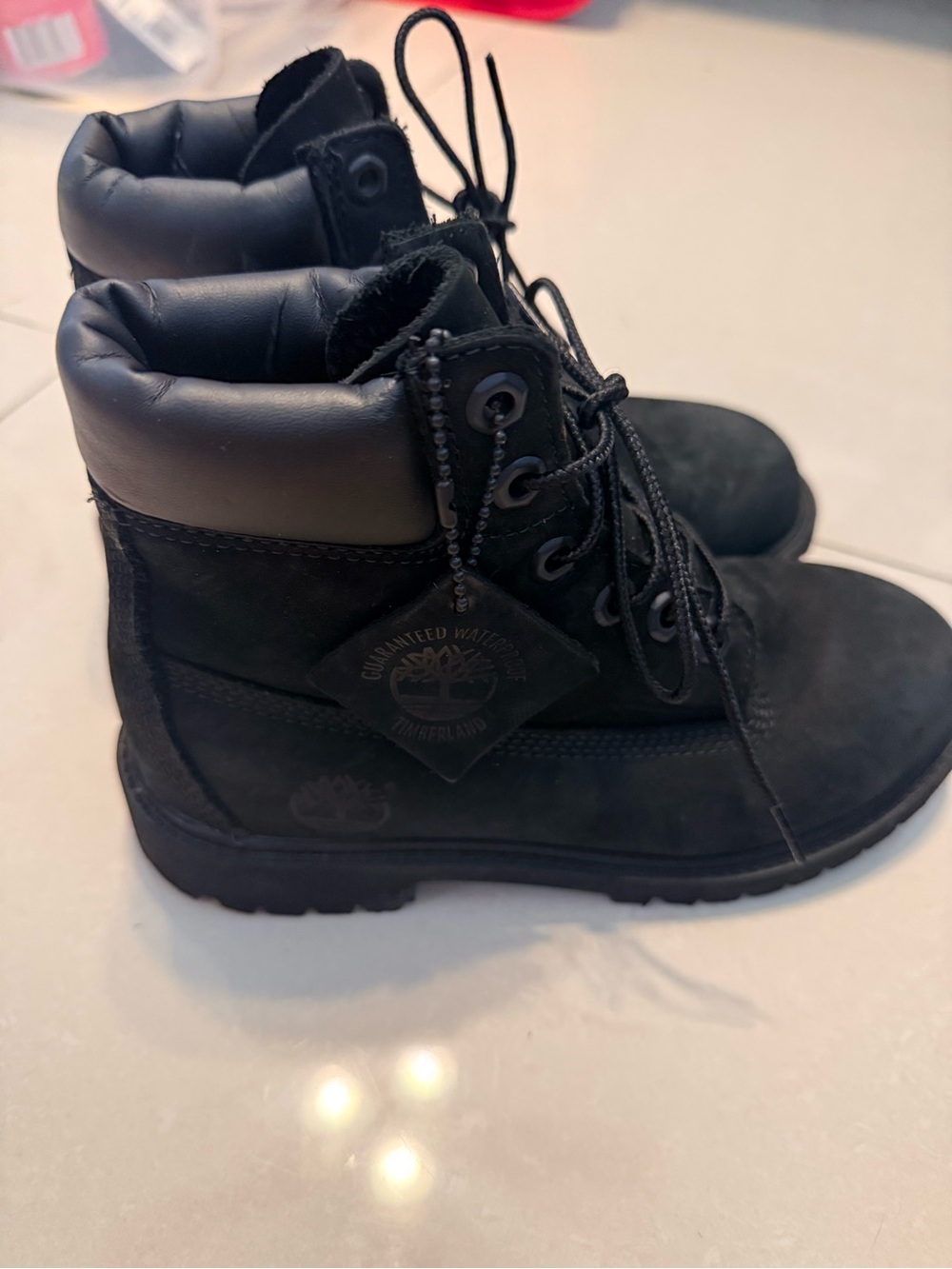 GRADE SCHOOL big kids black TIMBERLAND PREMIUM 6-INCH WATERPROOF BOOT Size 3.5Y